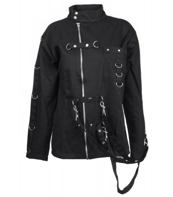 Women's Bondage Zipper Jacket Women High Neck Steampunk Gothic Cotton Jacket